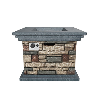 Crawford Outdoor Square Liquid Propane Fire Pit with Lava Rocks