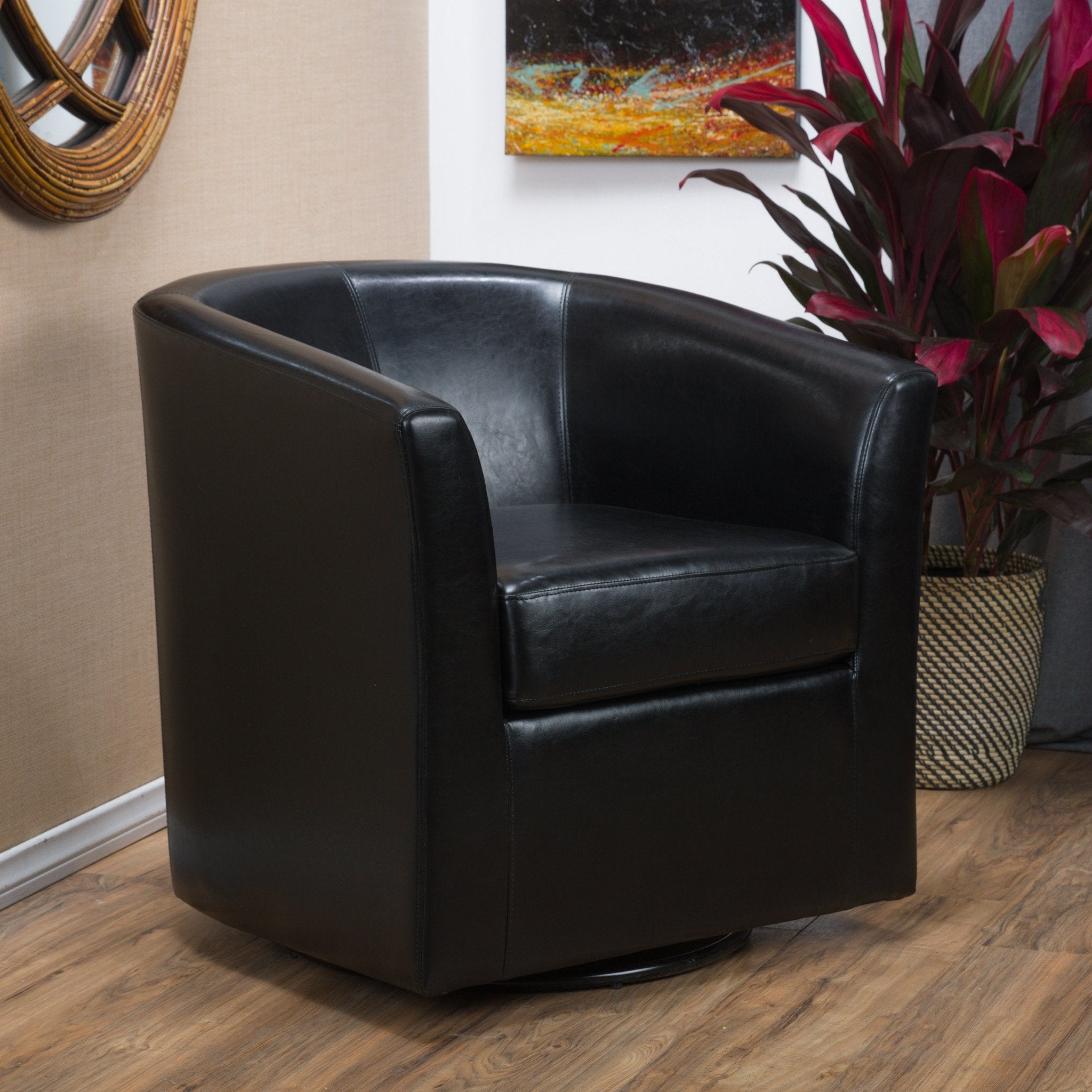 Black swivel club deals chair