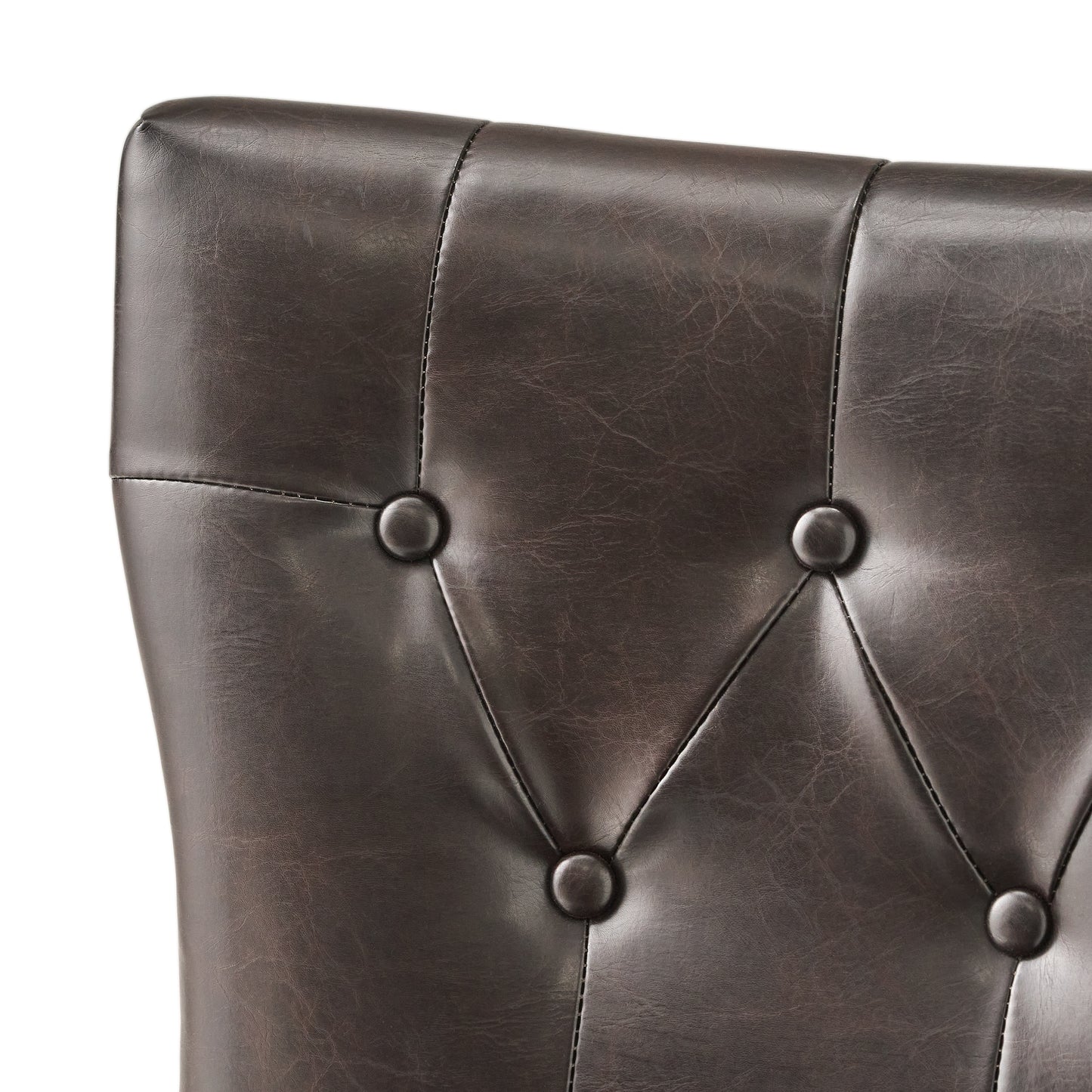 Pierre Contemporary Button Tufted Brown Leather Backed Barstools