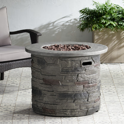 Blomgren 32-inch Stone Circular MGO Fire Pit With Grey Top - 40,000 BTU