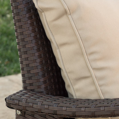 Maui Outdoor 3-piece Brown Wicker Chat Set with Cushions