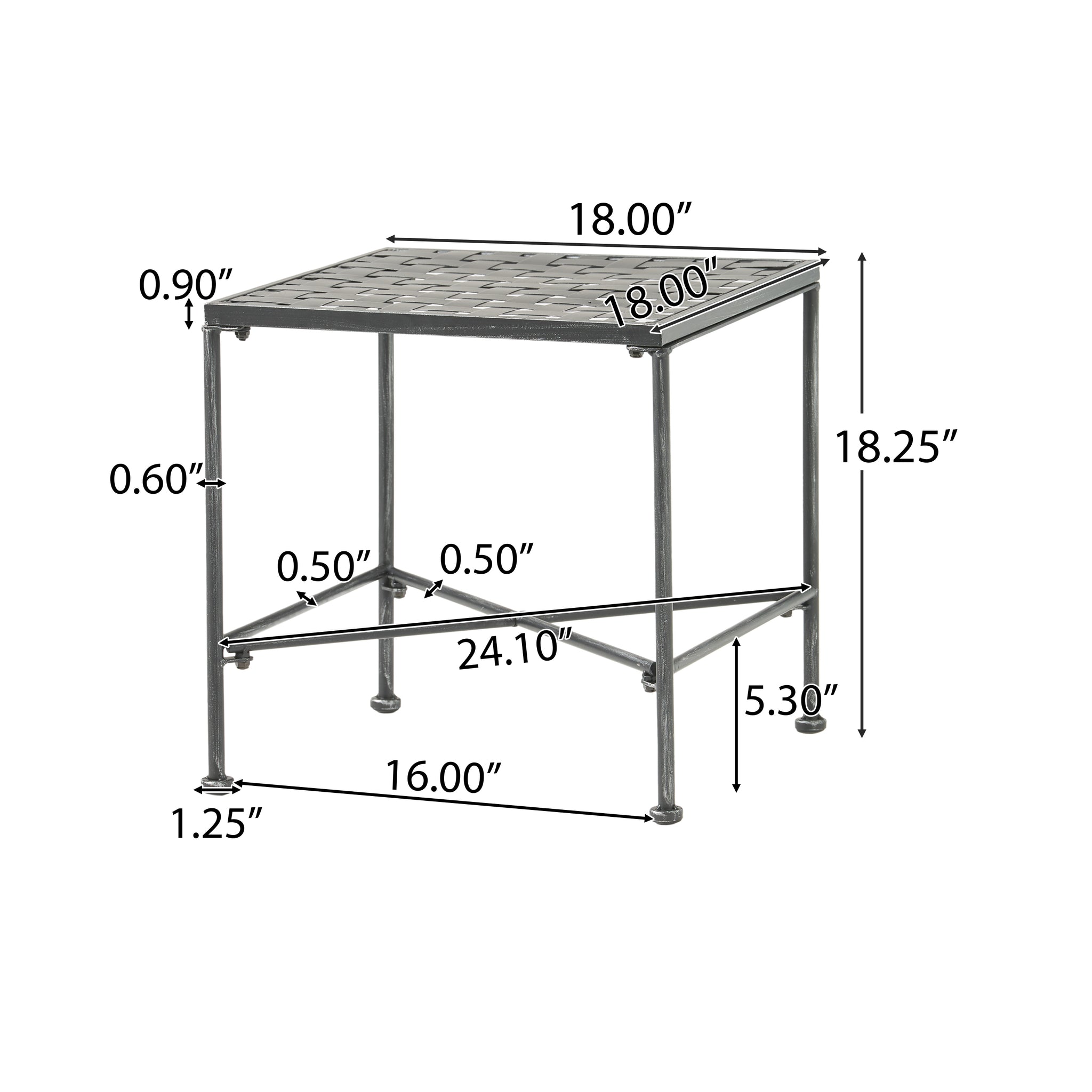 Kent Outdoor Black Iron Side Table GDFStudio