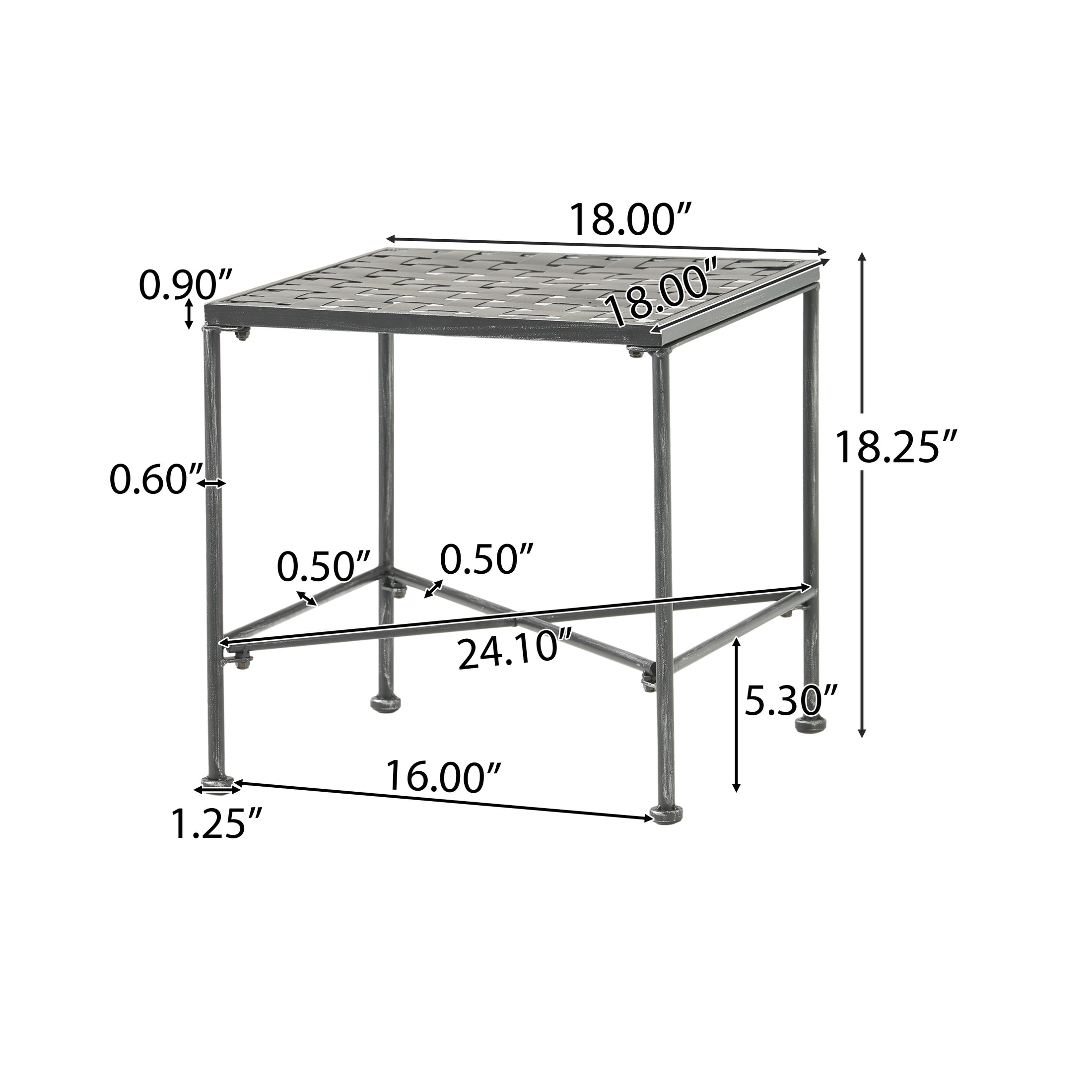 Kent Outdoor Black Iron Side Table GDFStudio