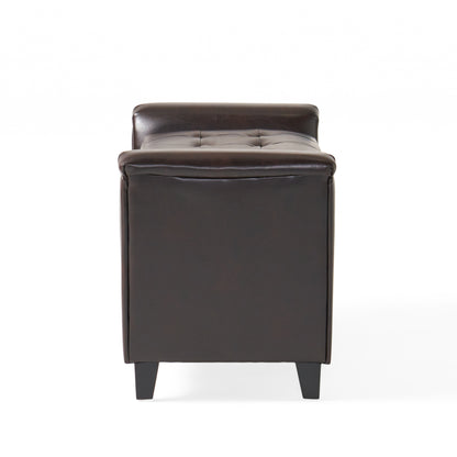 James Brown Tufted Leather Armed Storage Ottoman Bench