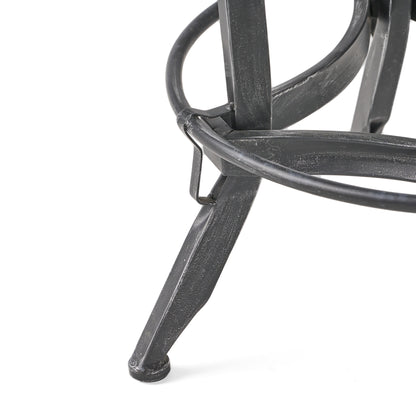 Contemporary Adjustable Fabric Off-White Swivel Barstool w/ Backrest