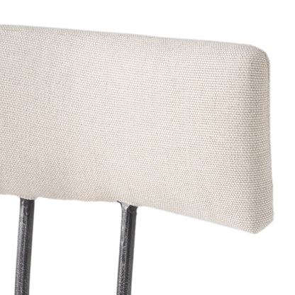 Contemporary Adjustable Fabric Off-White Swivel Barstool w/ Backrest