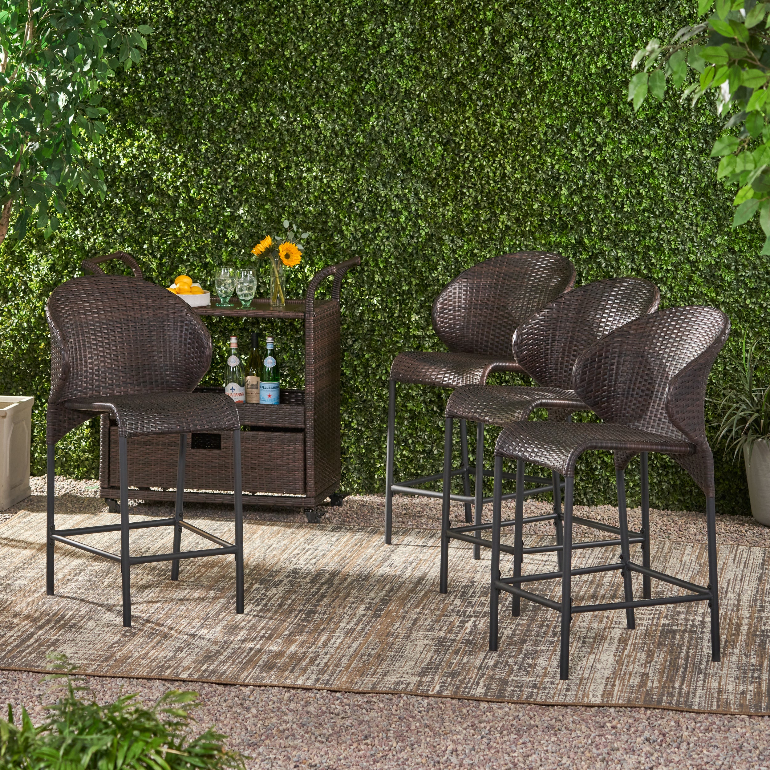 Wicker bar stool online set