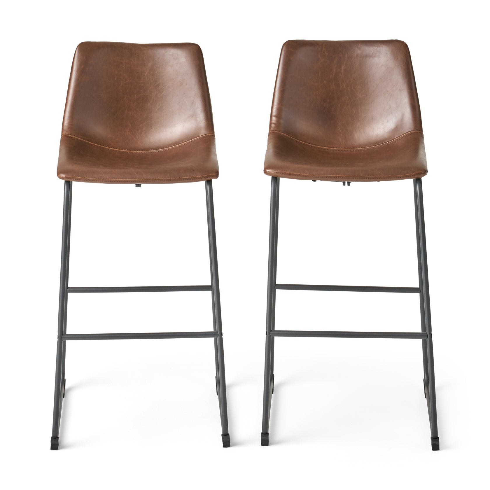 30Inch Central Vintage Brown Bar Stool (Set of 2) GDFStudio