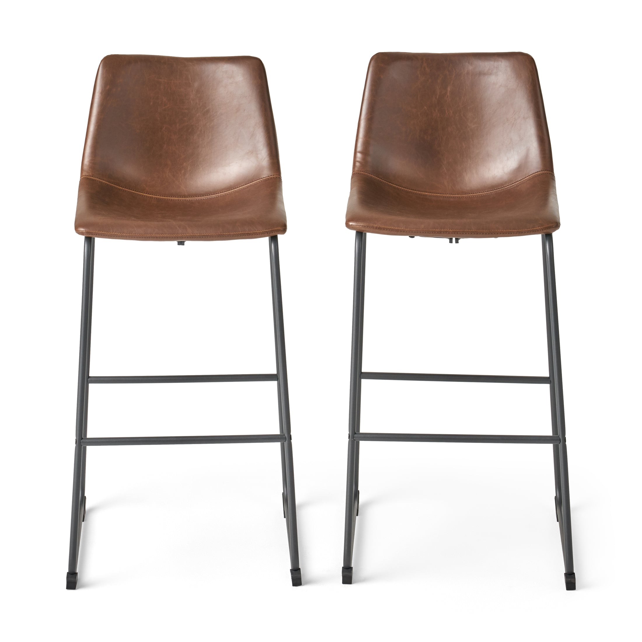30Inch Central Vintage Brown Bar Stool (Set of 2) GDFStudio