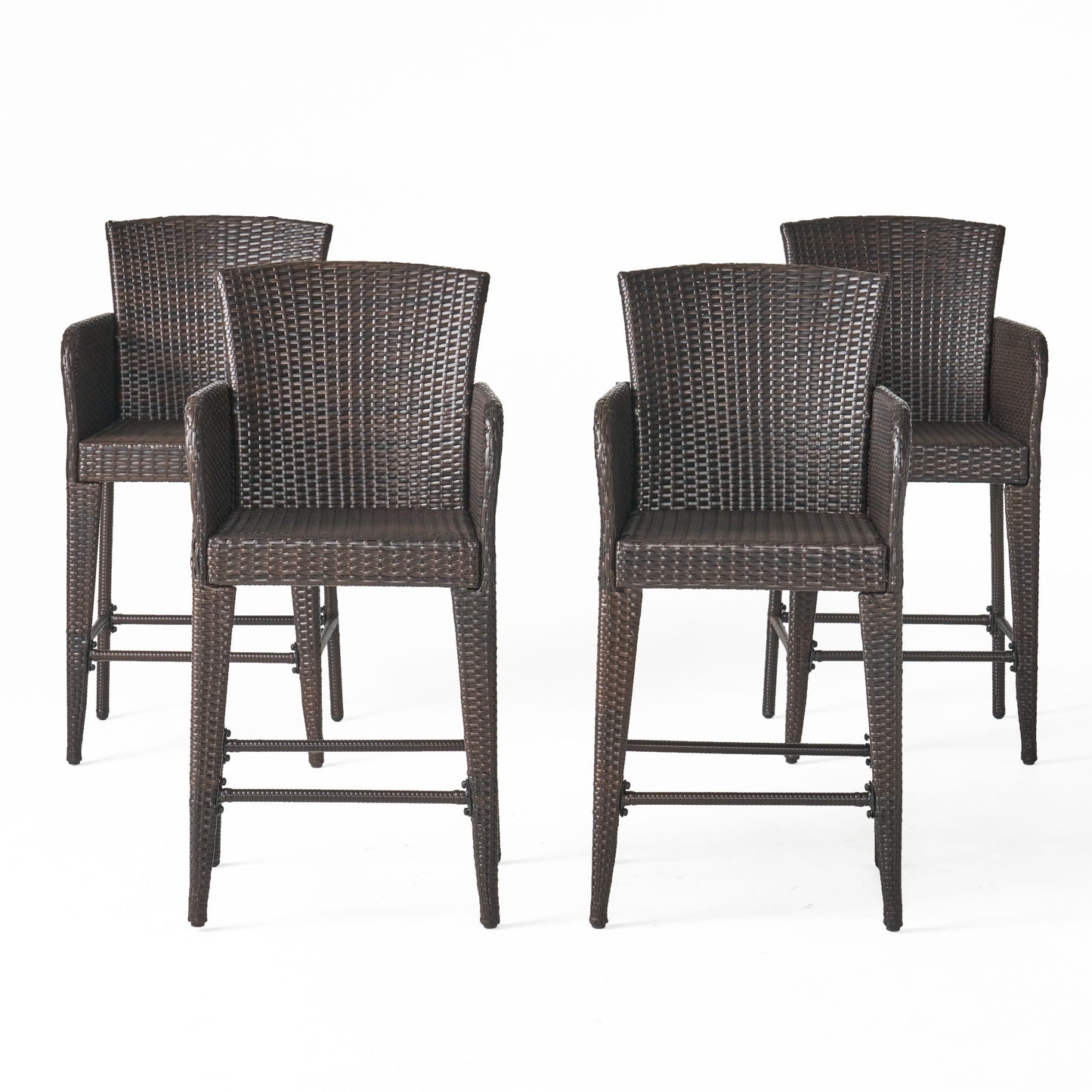 Bheleso 28-Inch Contemporary Outdoor Multibrown Wicker Barstool (Set of 4)