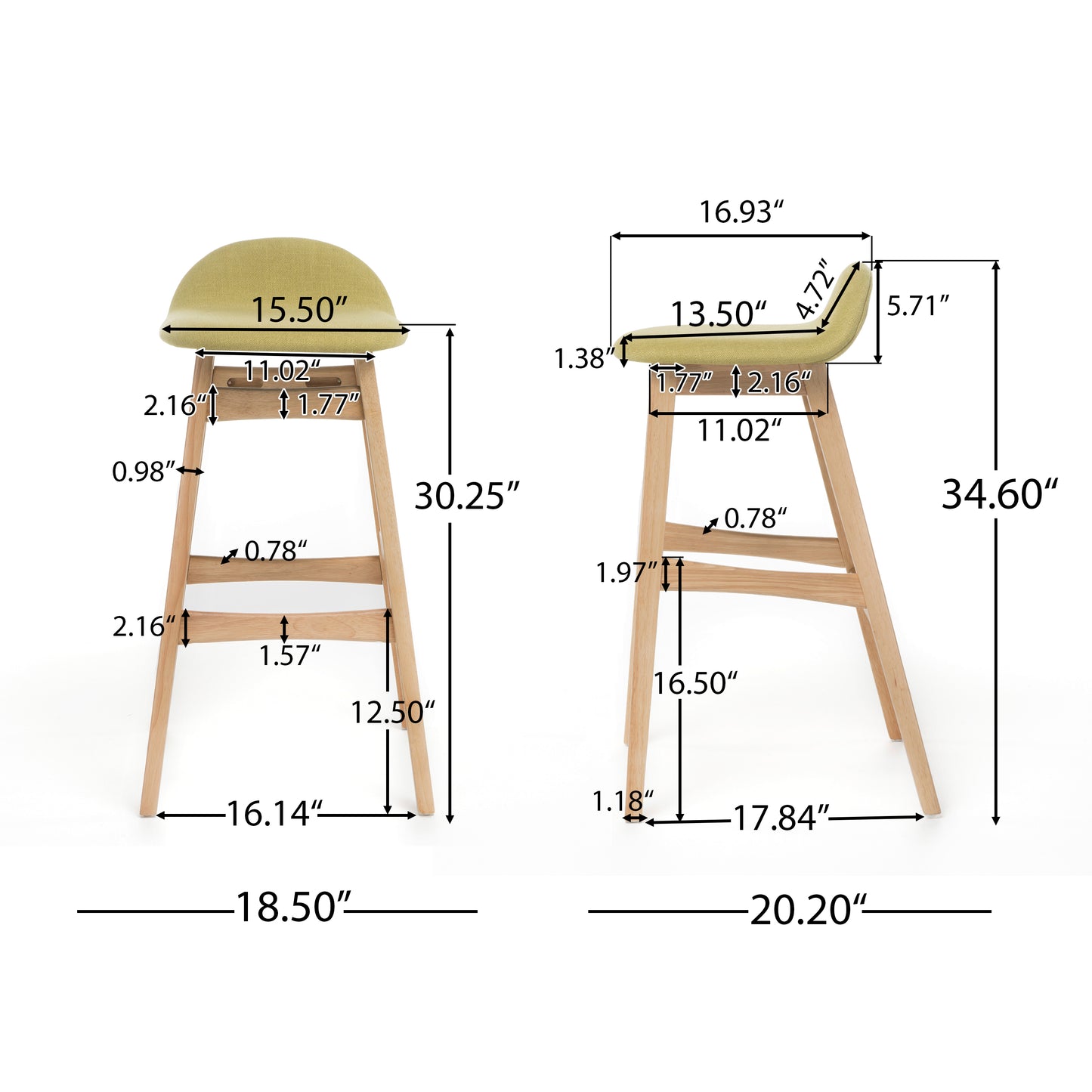 Margaret Green Tea Fabric/ Oak Finish 30-Inch Bar Stool (Set of 2)