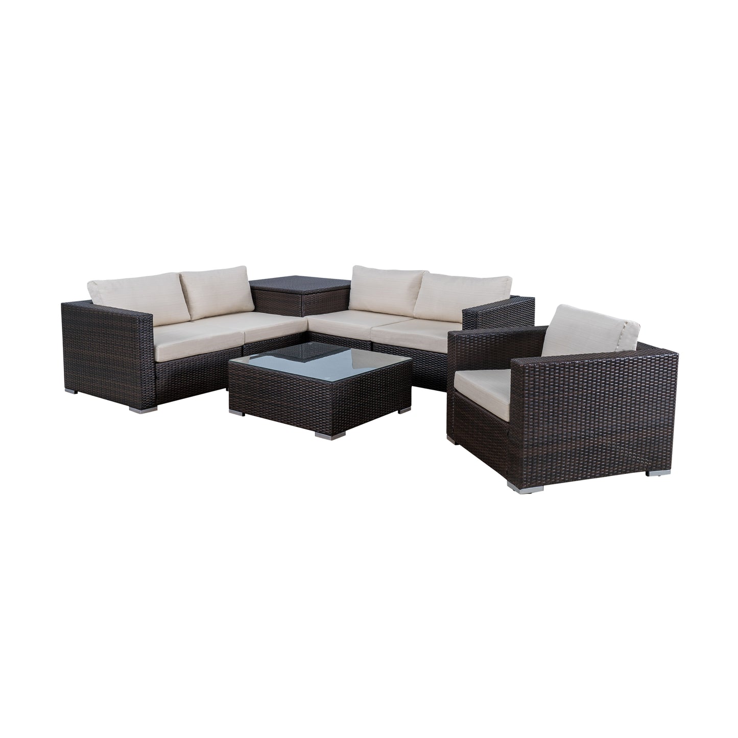 Francisco 7pc Outdoor Sectional Sofa Set w/ Cushions