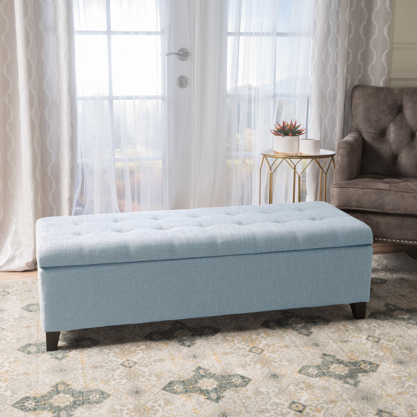 Sterling Fabric Tufted Storage Ottoman