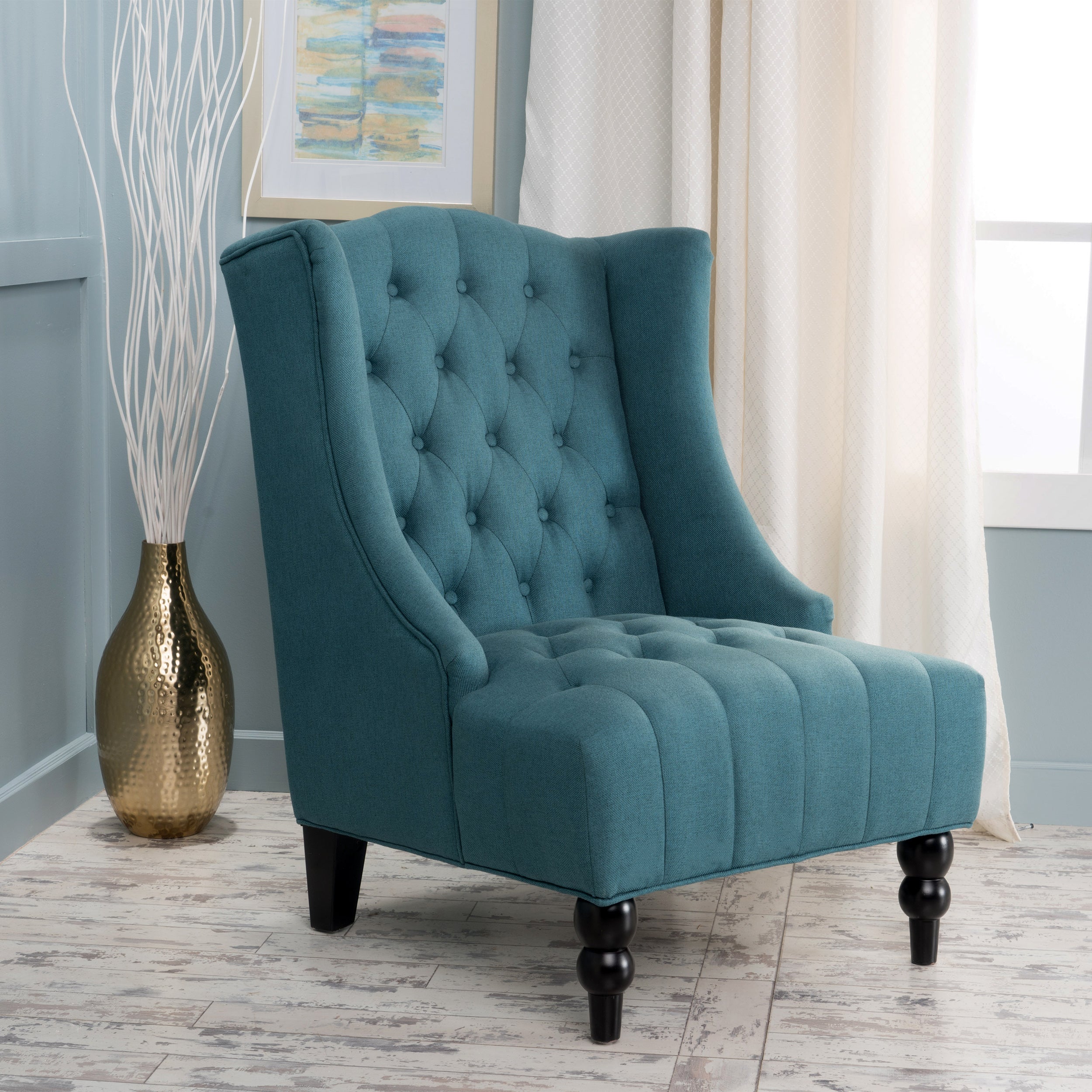Clarice Fabric High Back Wingback Accent Chair GDFStudio