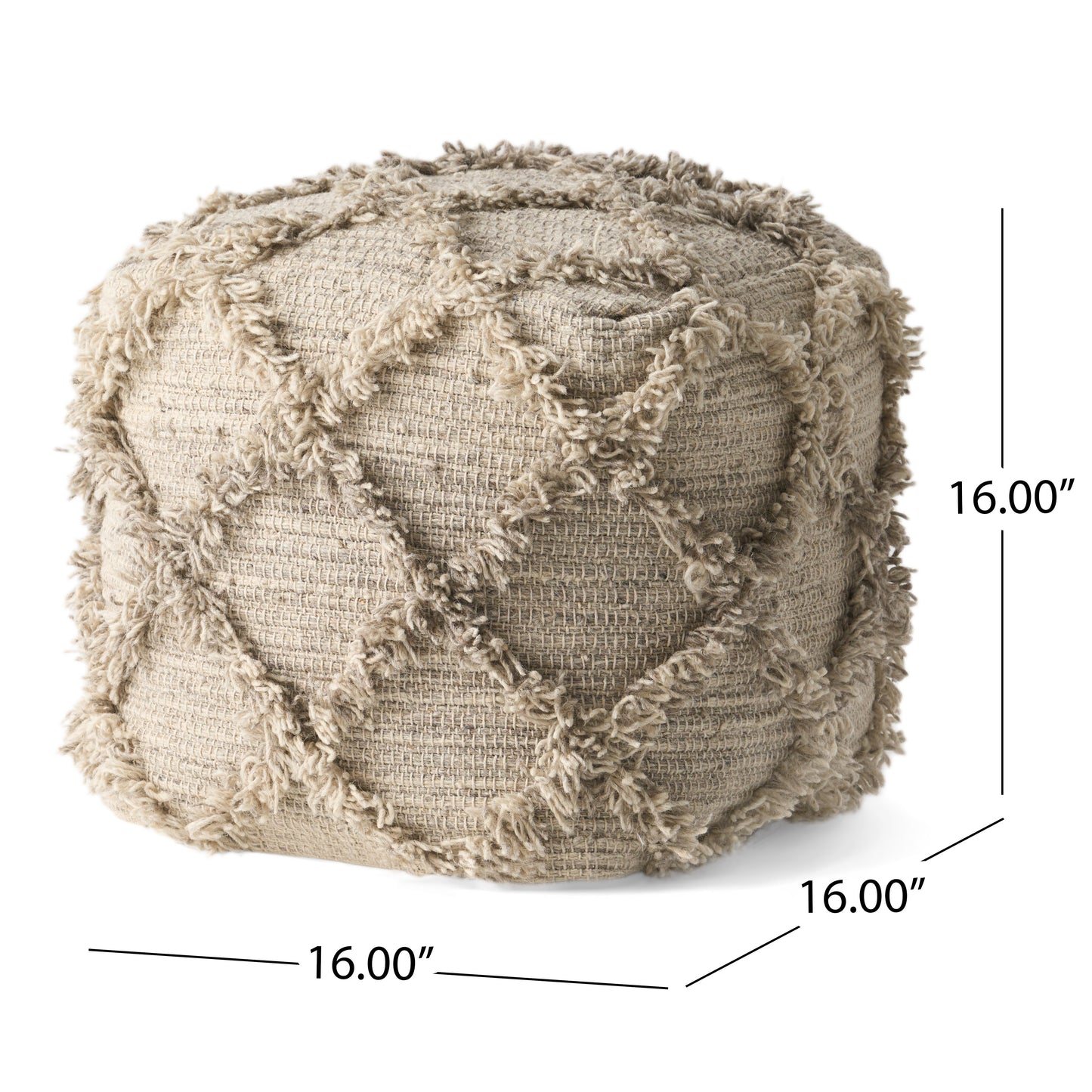 Viraj Boho Artisan Hand Woven Wool and Cotton Cube Pouf