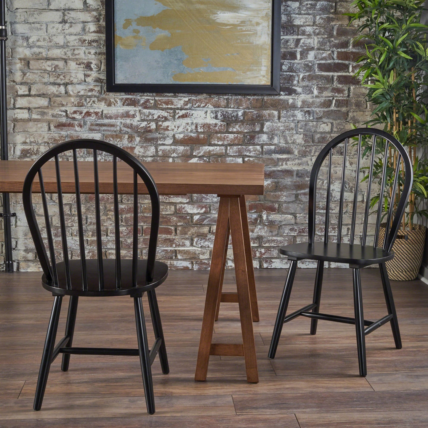 Crosby Farmhouse Cottage High Back Spindled Rubberwood Dining Chairs (Set of 2)