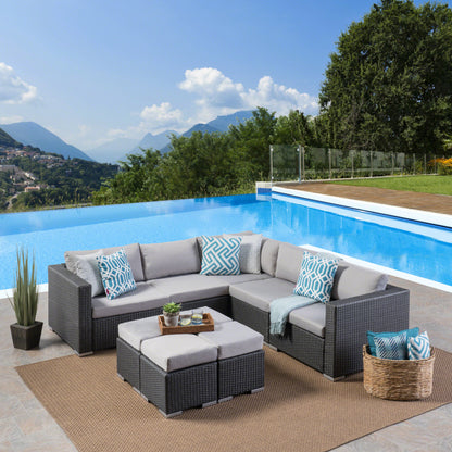 Tammy Rosa Outdoor 5 Seat Wicker Sectional Sofa Set with Aluminum Frame
