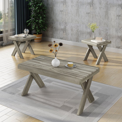 Irene Indoor Farmhouse 3 Piece Acacia Wood Table Set