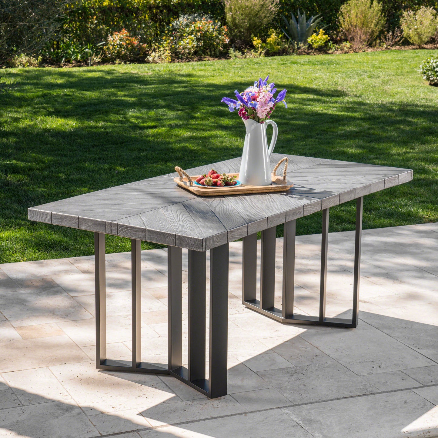 Santa Rosa Outdoor Finish Light Weight Concrete Dining Table