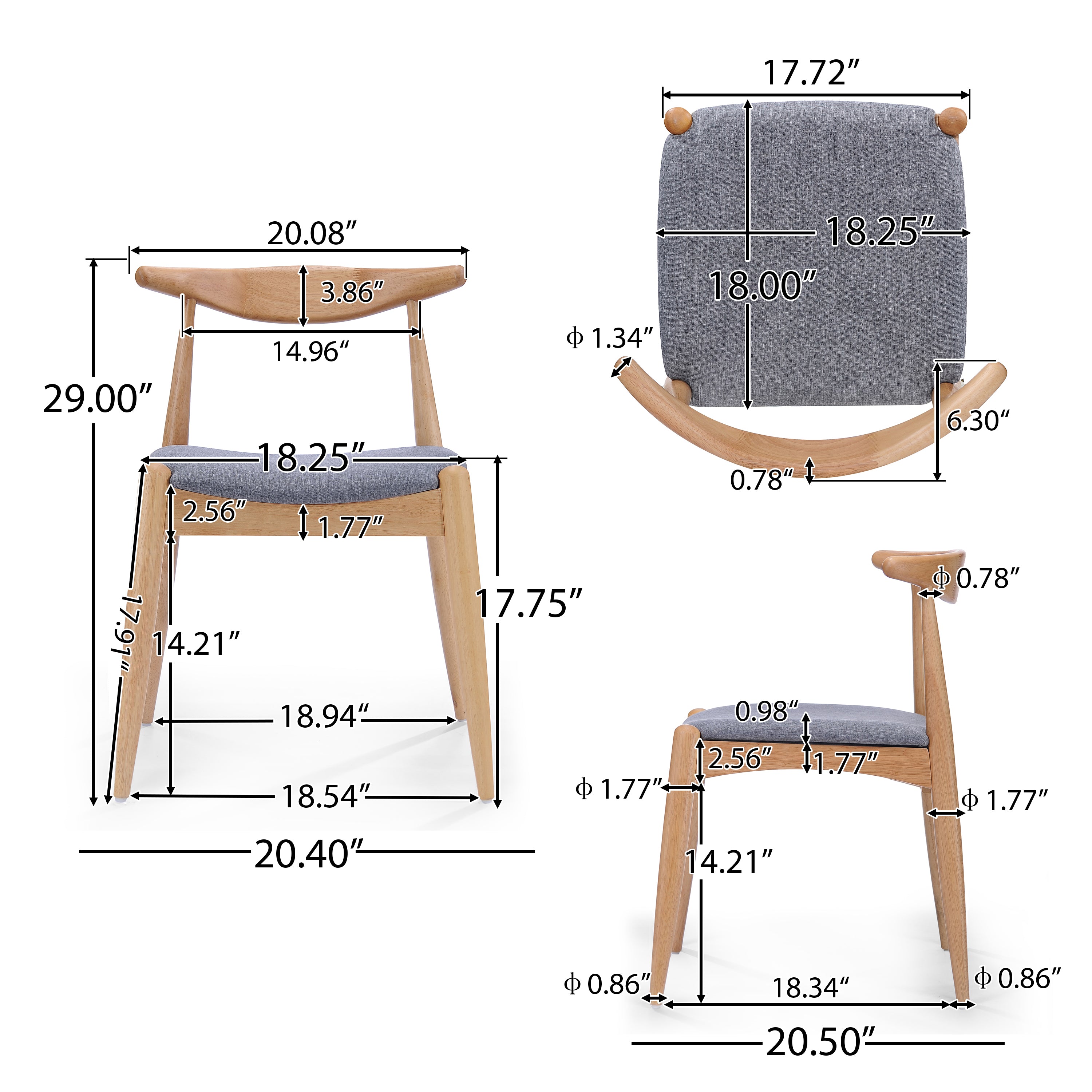 Width of dining discount chair