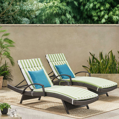 Lakeport Outdoor Wicker Lounge with Water Resistant Cushion (Set of 2)