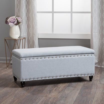 Tatiana Contemporary Fabric Storage Ottoman with Nailhead Trim