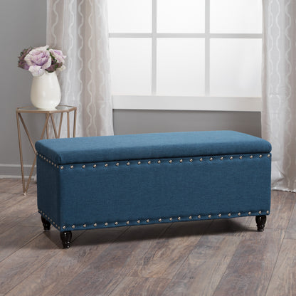 Tatiana Contemporary Fabric Storage Ottoman with Nailhead Trim