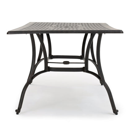Fonzo Outdoor Bronze Cast Aluminum Rectangular Dining Table (ONLY)