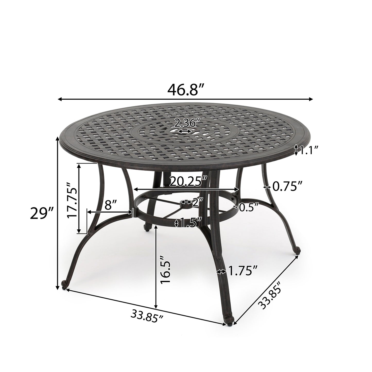 Fonzo Outdoor Bronze Cast Aluminum Circular Dining Table (ONLY)