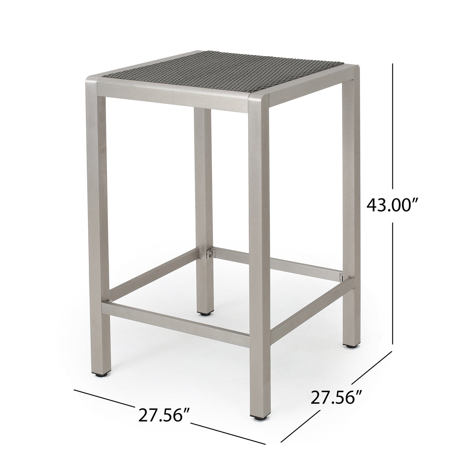 Capral Outdoor Modern Gray Wicker Bar Table with Aluminum Frame
