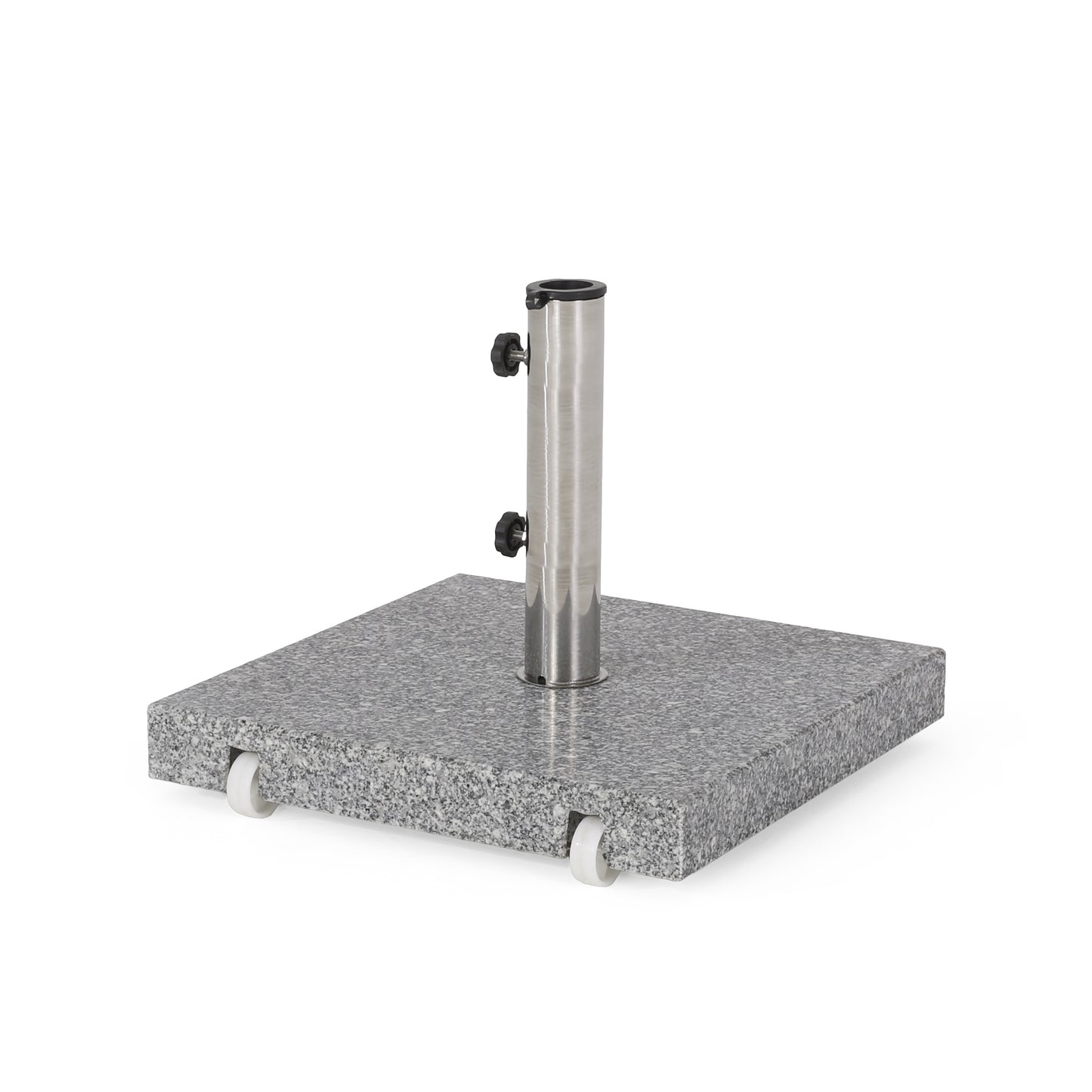 Martino Outdoor Natural Grey Granite and Stainless Steel Umbrella Base