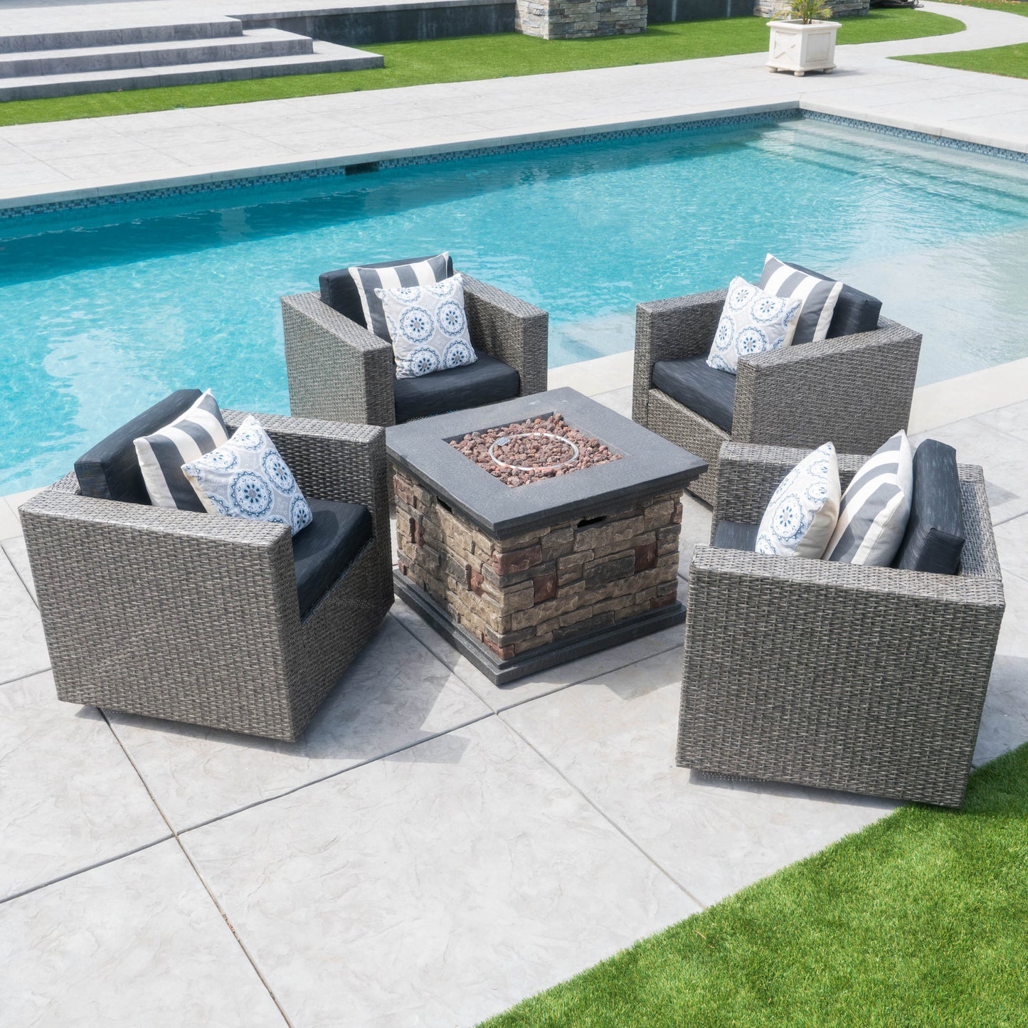 Venice 4-Seater Outdoor Fire Pit Chat Set