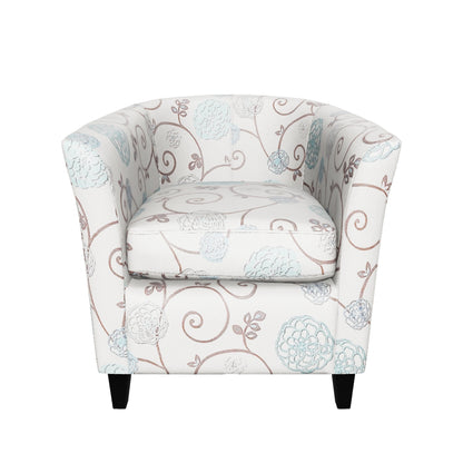 Palisades White and Blue Fabric Club Chair