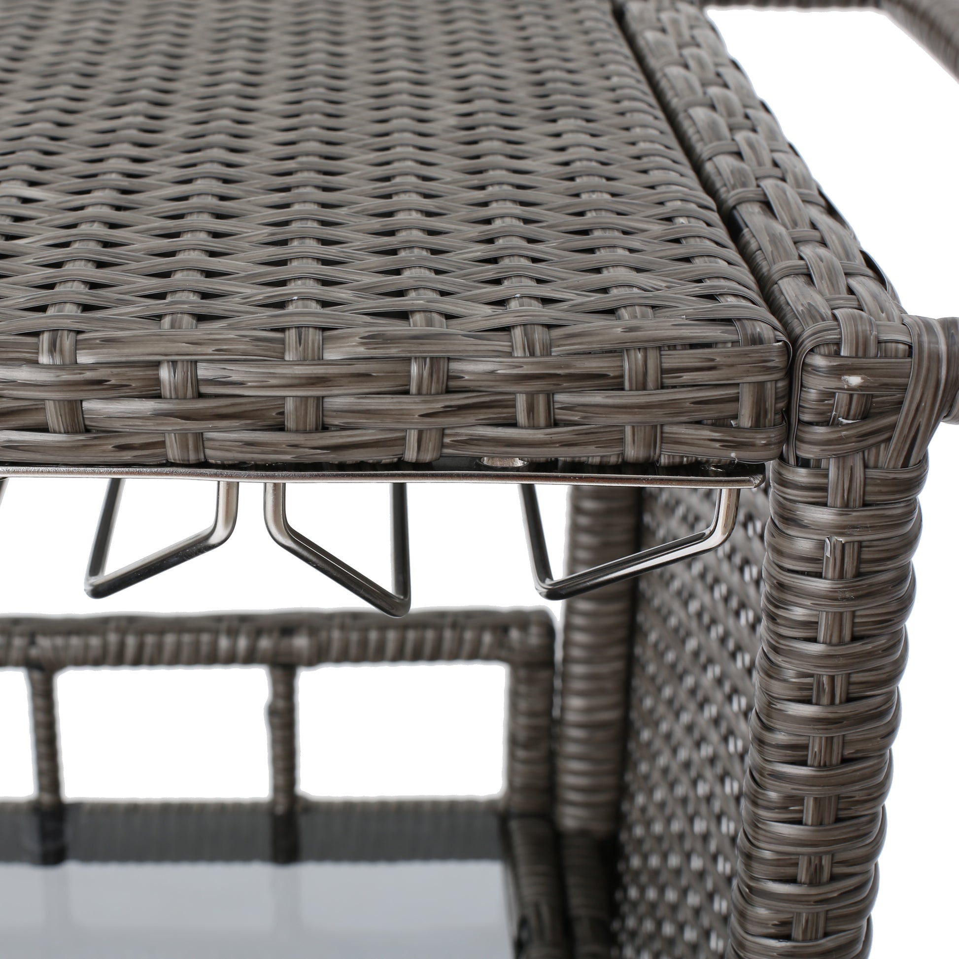 Waikiki Outdoor Fine Crafted Mixed Black Wicker Bar Serving Cart