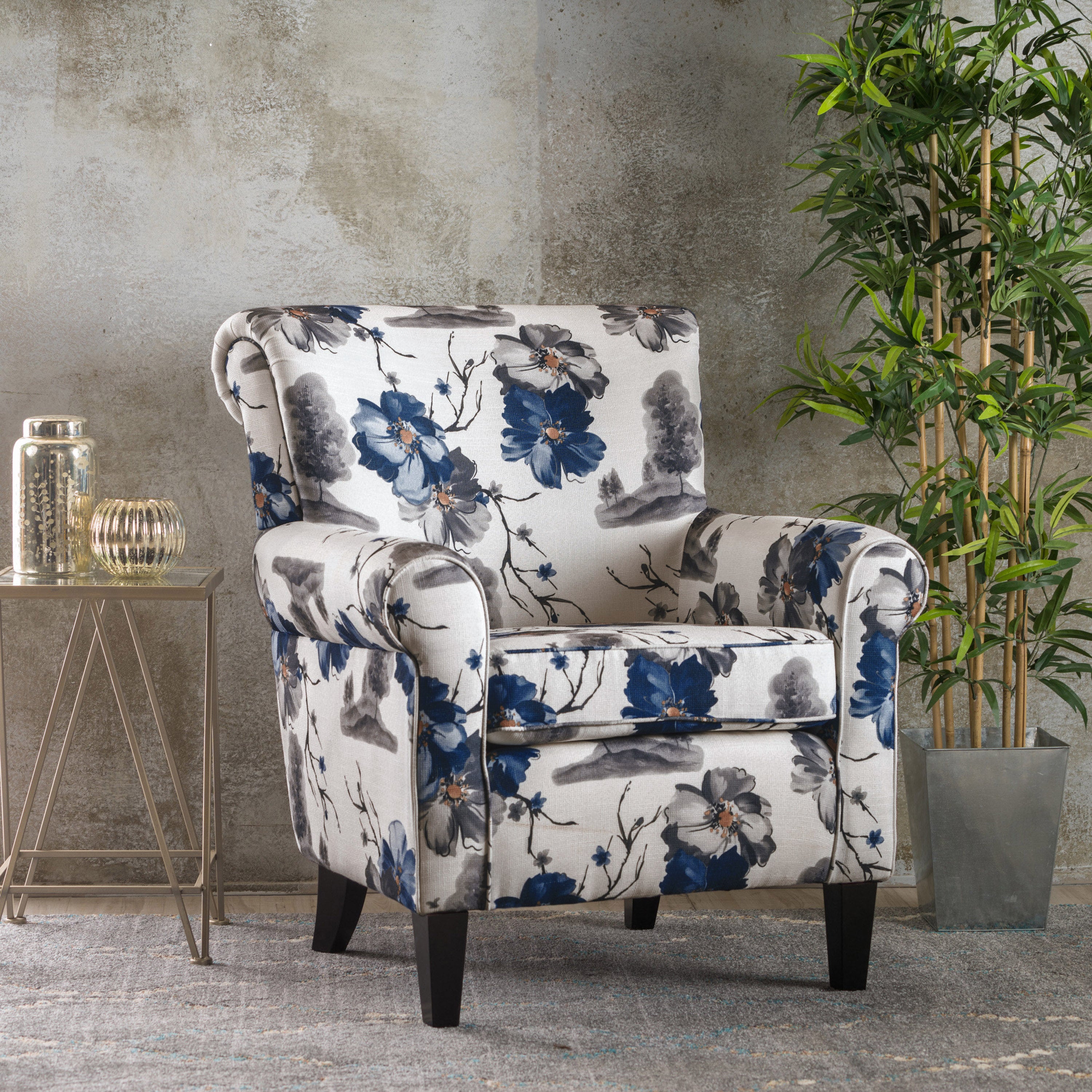 White and best sale navy accent chair