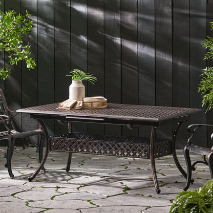 Ariel Outdoor Patina Copper Finish Expandable Dining Table – GDFStudio