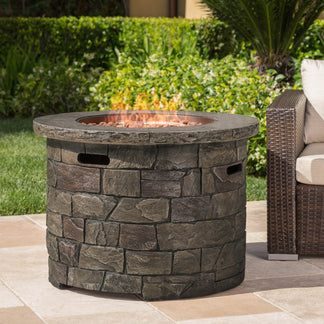 Arlana Outdoor 40,000 BTU Lightweight Concrete Circular Fire Pit ...