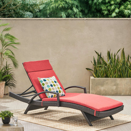 Solaris Outdoor Grey Wicker Armed Chaise Lounge w/ Water Resistant Cushion