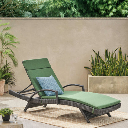 Solaris Outdoor Grey Wicker Armed Chaise Lounge w/ Water Resistant Cushion