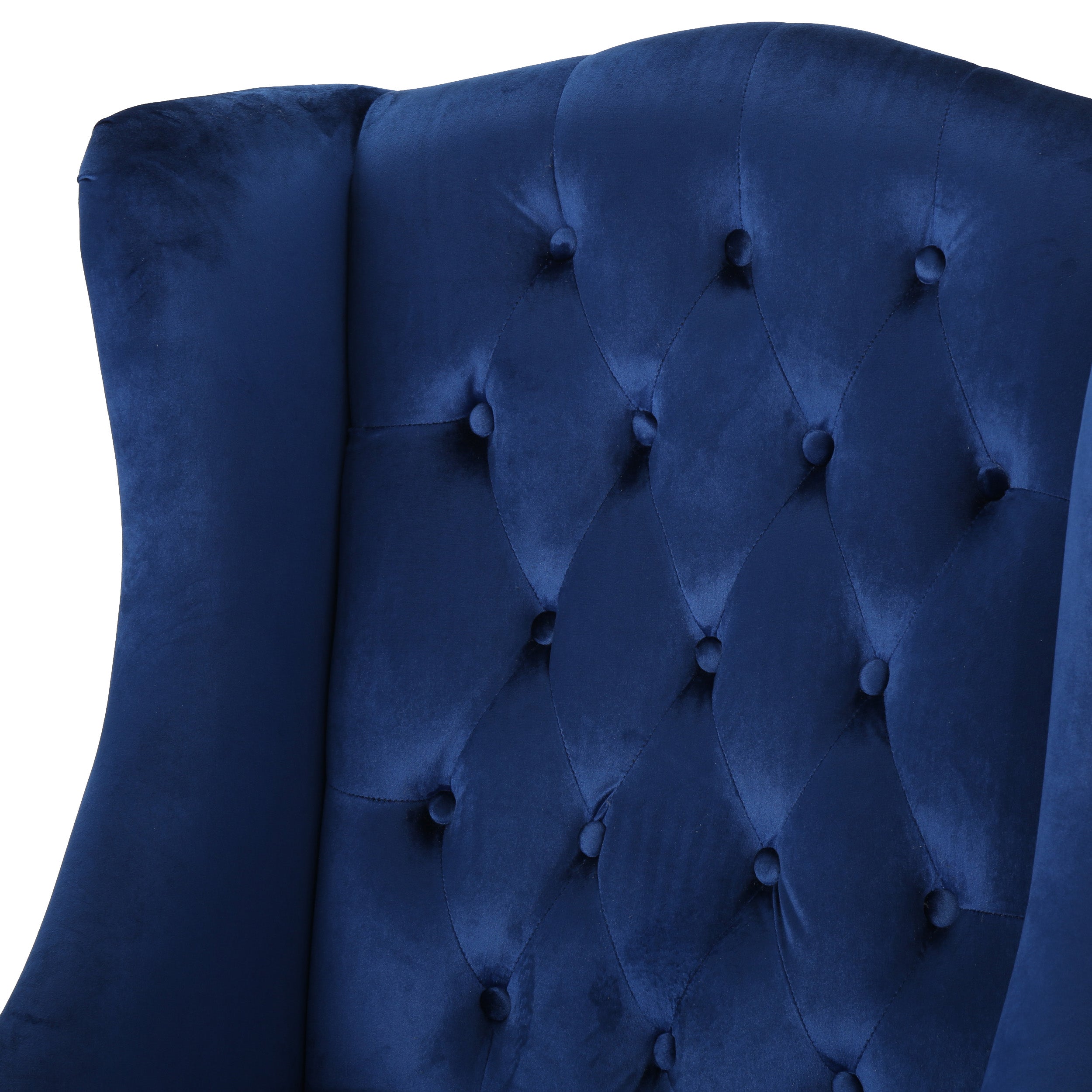 High back store blue velvet chair