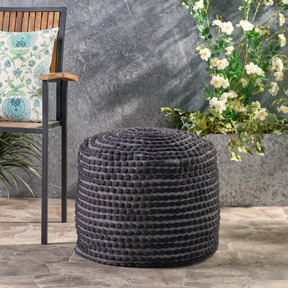 Rosalyn Handcrafted Modern Water-Resistant Fabric Ottoman Pouf