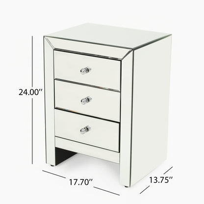 Lucille Mirror Finished 3 Drawer Accent Table