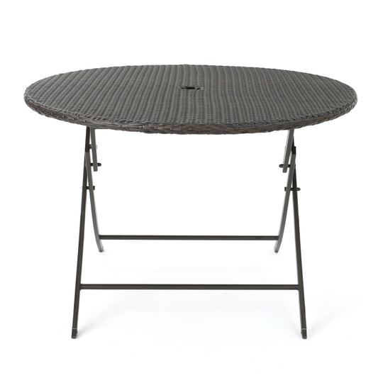 Riley Outdoor Multi-brown Wicker Circular Foldable Dining Table