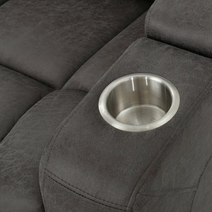 Everette Microfiber Power Recliner With Storage, USB Charger, and Cup Holder