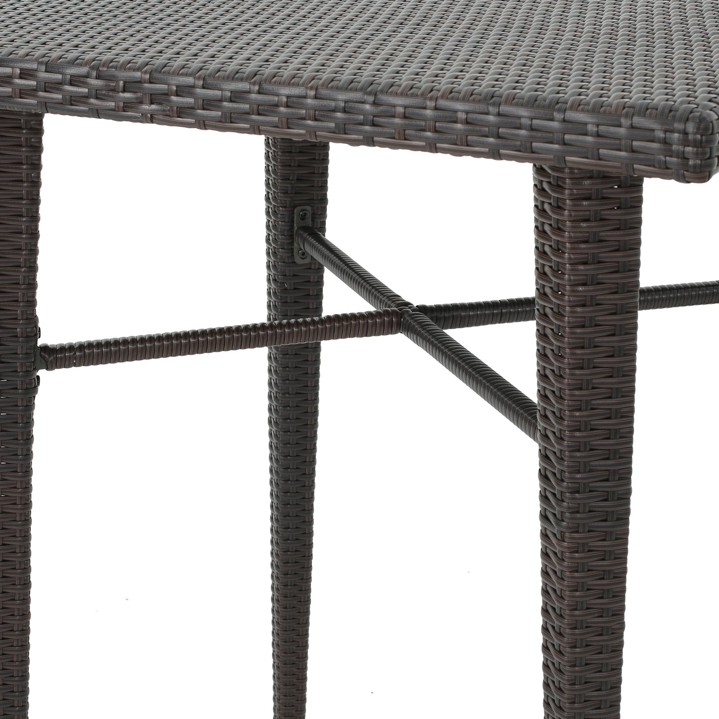 Dom Outdoor 32.5 Inch Square Multi-brown Wicker Bar Table