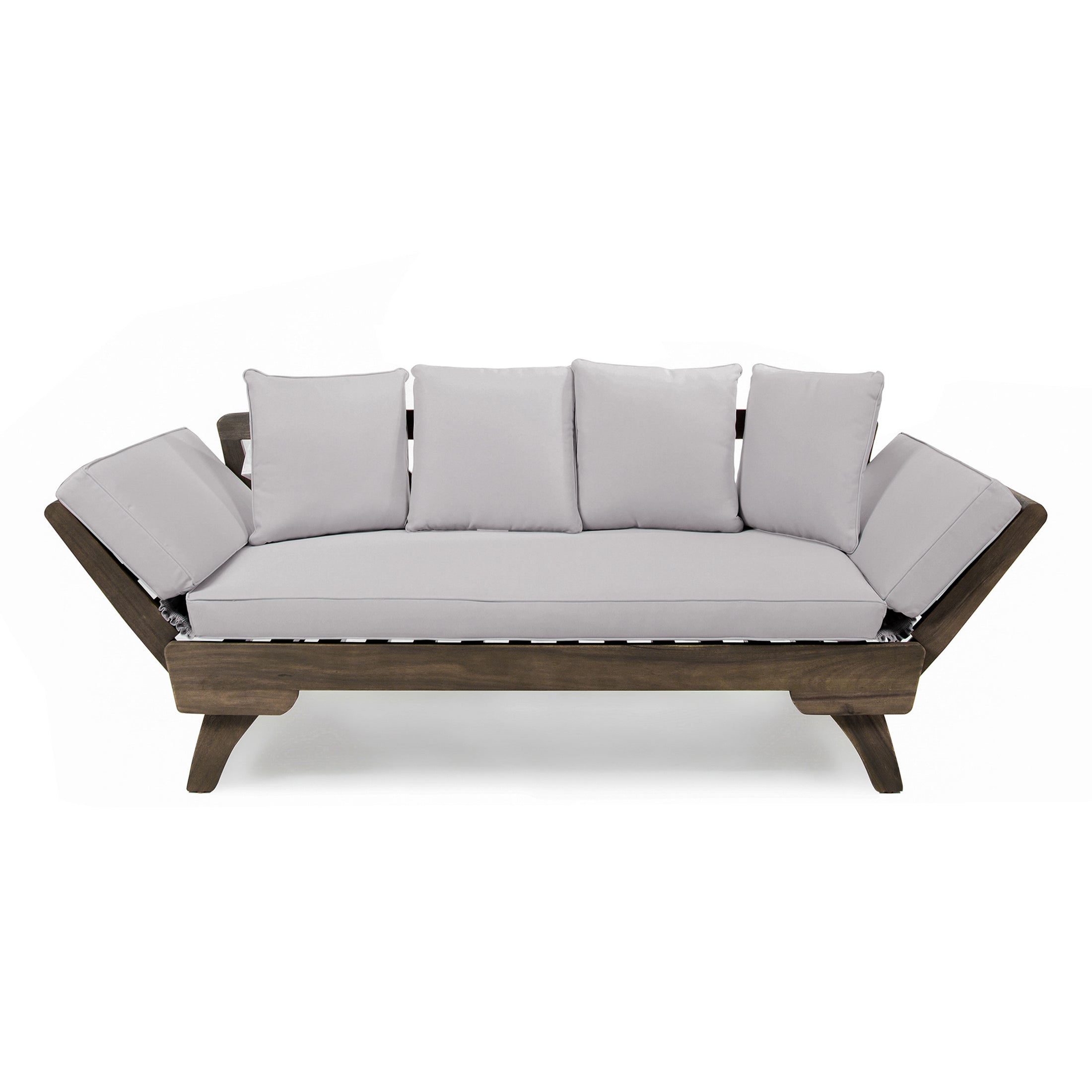 Othello Gray Acacia Convertible Outdoor Sofa Daybed GDFStudio