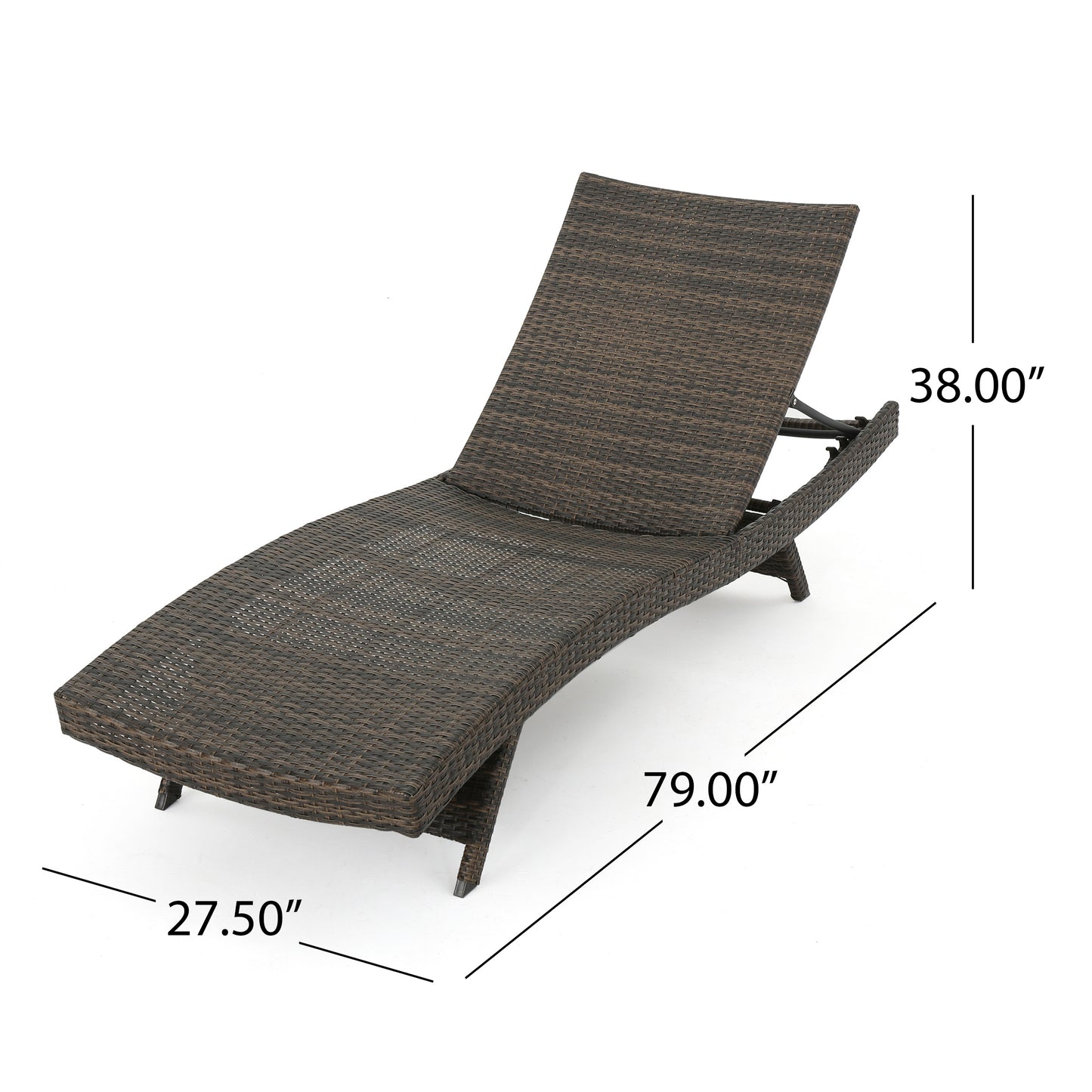 Samulle Outdoor 3 Piece Mixed Mocha Wicker Armless Chaise Lounge and Table Set