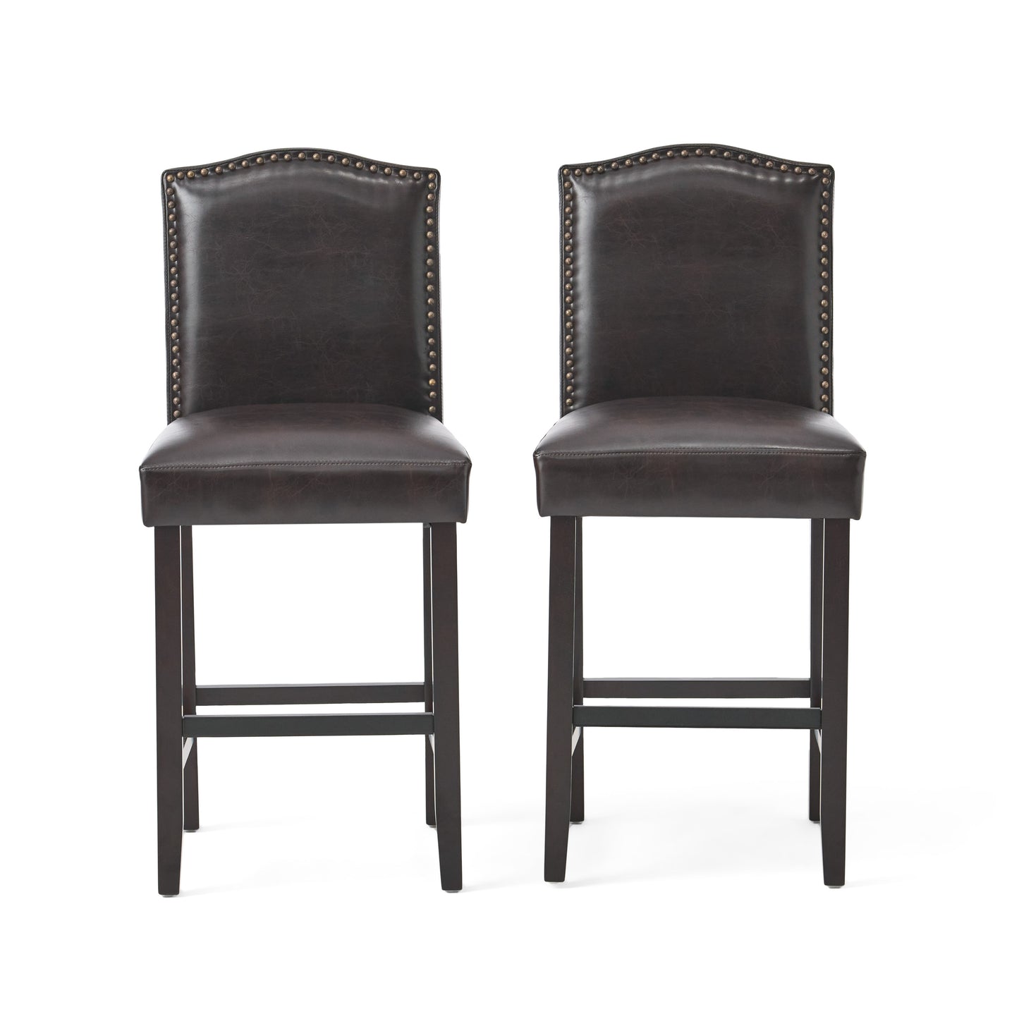 Kainu Brown Leather Counter Stools, Set of 2