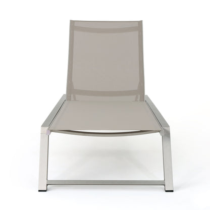 Santa Monica Outdoor Gray Mesh Chaise Lounge with Grey Finished Aluminum Frame