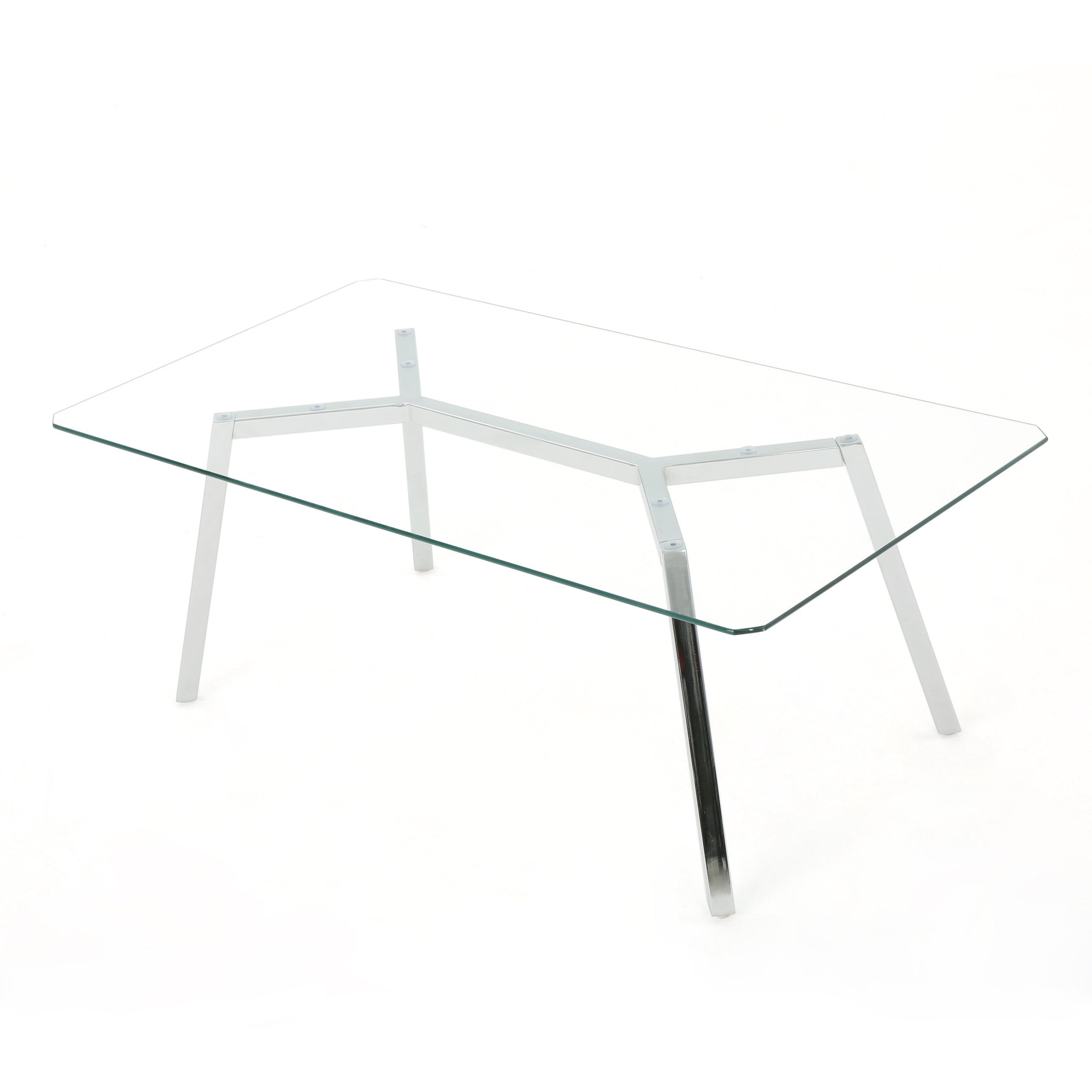 Arbutus Modern Glam Glass Top Dining Table, Clear and Chrome – GDFStudio